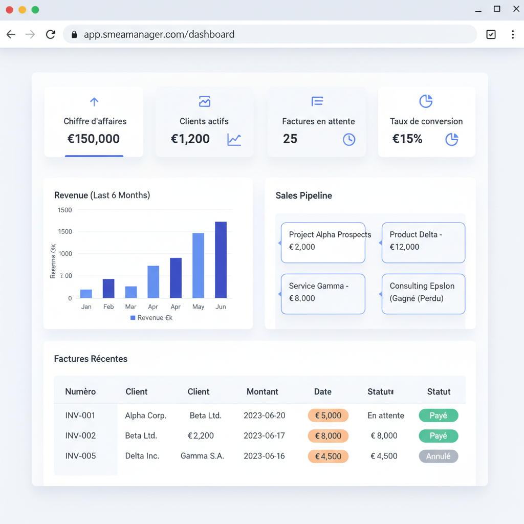 Mockup Dashboard de gestion PME